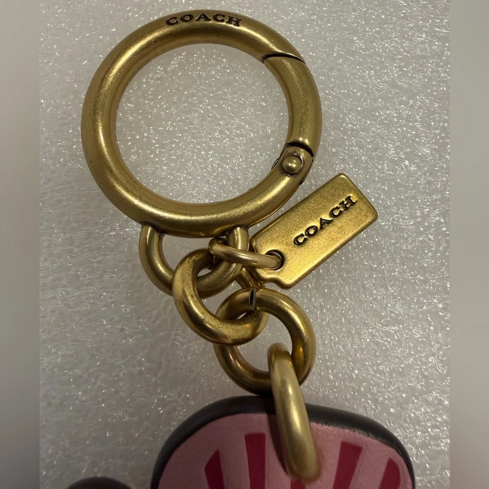Coach Pink Floral Tea Rose Bag Charm Keychain - Picture 3 of 3